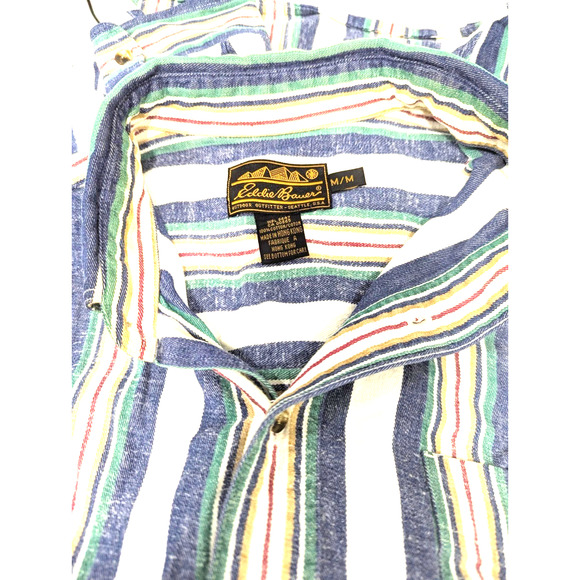 Vintage Eddie Bauer Striped Long Sleeve Button Shirt Mens Cotton Medium EUC - Picture 1 of 11
